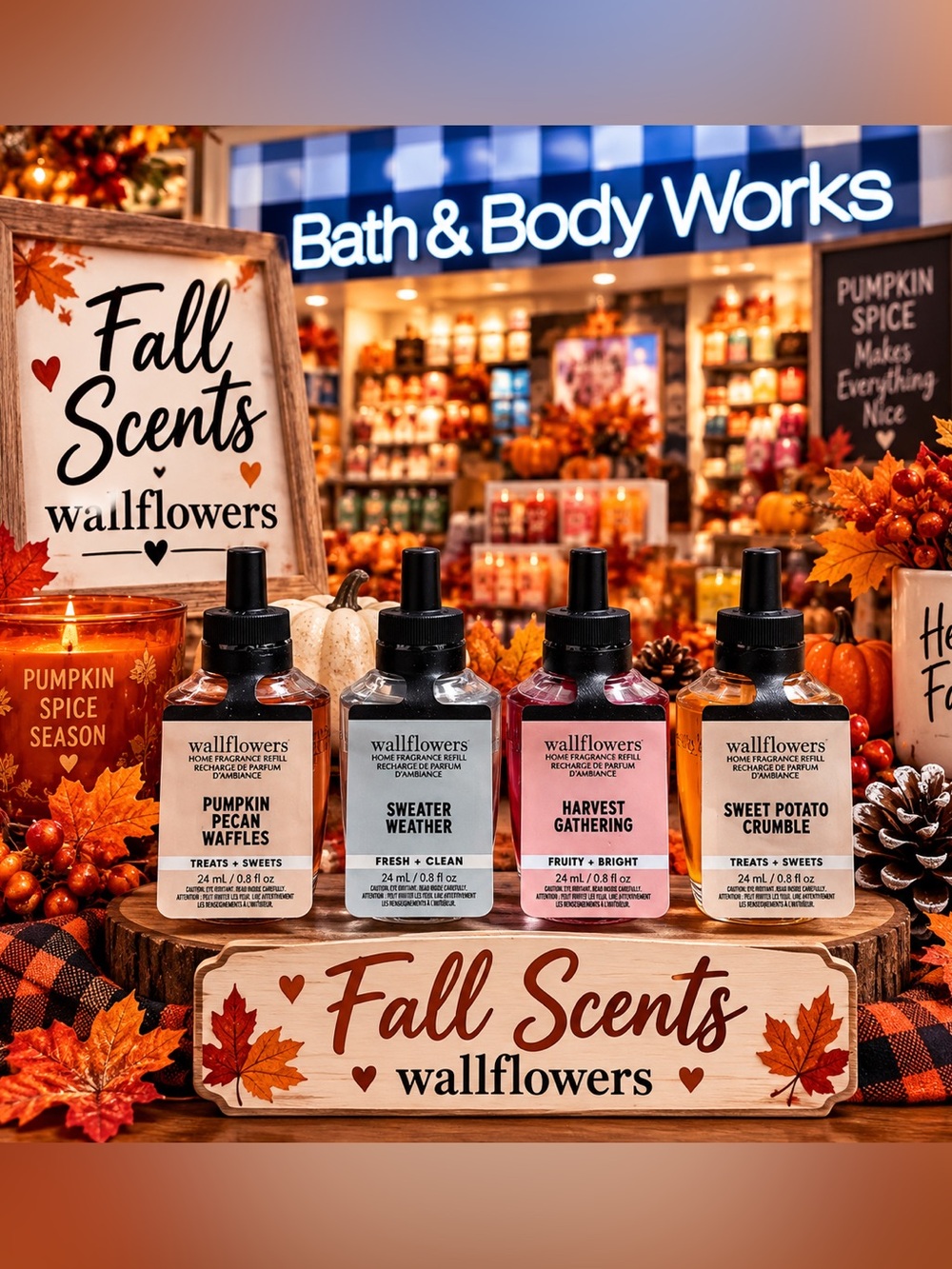 4- Wallflower Fall Scents Home Fragrance Refills- all different